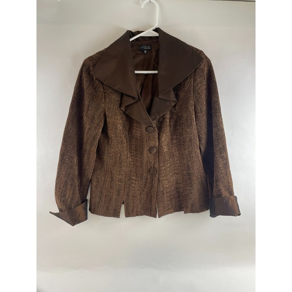 Juliana Jackets & Blazers - Juliana Jacket Women's Size 8 Brown Shoulder Pads Vintage Blazer Three Button